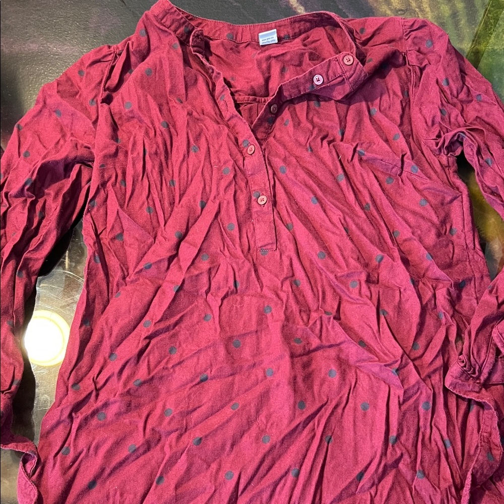 Old Navy Maroon Polka Dot Long Sleeve Tee